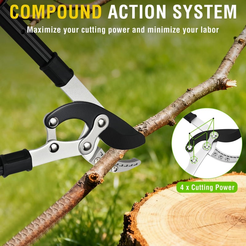 Yesker 27-35" Extendable Loppers for Tree Trimming Heavy Duty Tree Trimmer Bypass Loppers with Compound Action Sharp Anvil Blade up to 2 Inch Cut Capacity Branch Cutter Chops Thick Branches Ease - Image 5